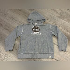 NEW Timberland Boys Youth Grey Hoodie Logo Long Sleeve Full Zip Size L -(16-18)